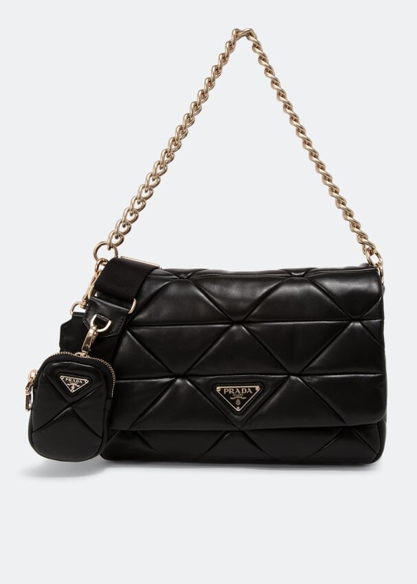 

Сумка PRADA System leather shoulder bag, черный