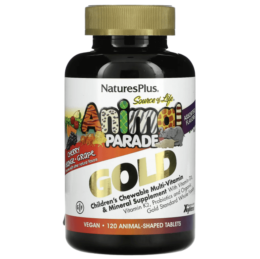 Мультивитаминная добавка для детей NaturesPlus Animal Parade Gold, 120 жевательных таблеток - фото