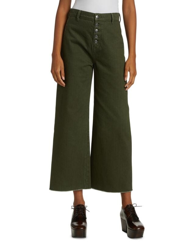 

Джинсы Широкие Veronica Beard Пrant с высокой посадкой, army green