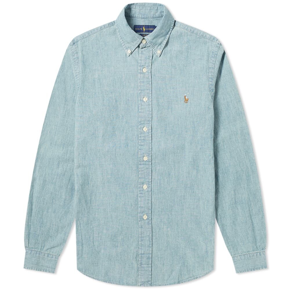 

Рубашка Polo Ralph Lauren Slim Fit Button Down Chambray, голубой