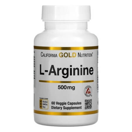 

L-аргинин, California Gold Nutrition, AjiPure, 500 мг, 60 растительных капсул