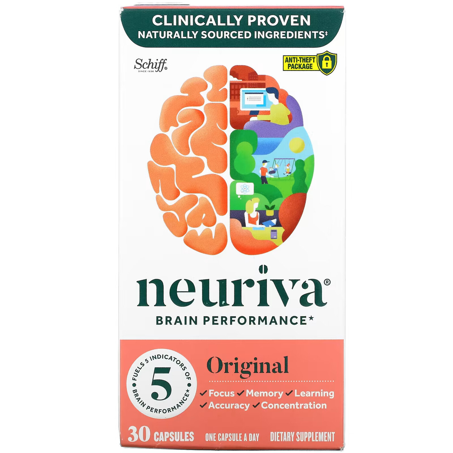 

Schiff, Neuriva Brain Performance, оригинальный продукт, 30 капсул
