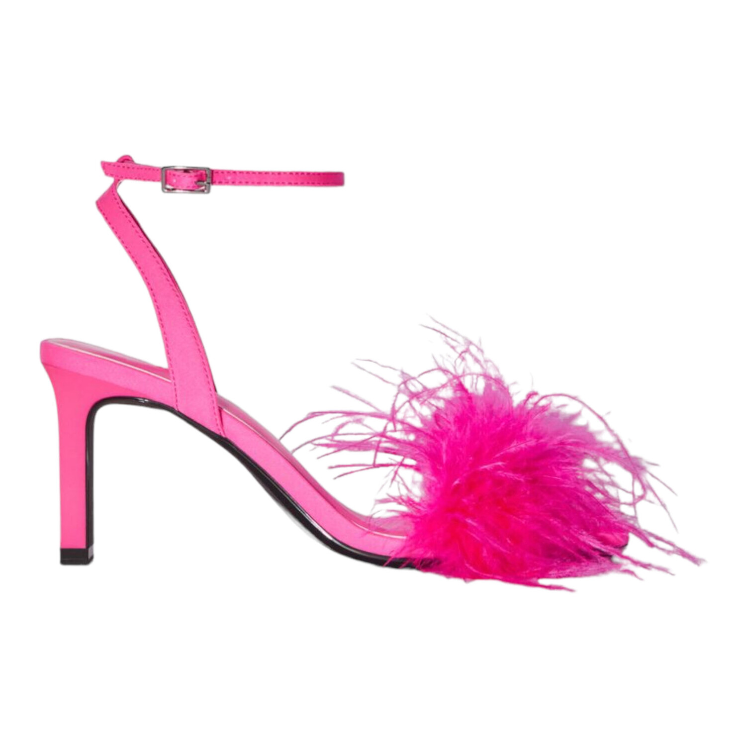 

Сандалии Bershka High Heel With Feathers, розовый