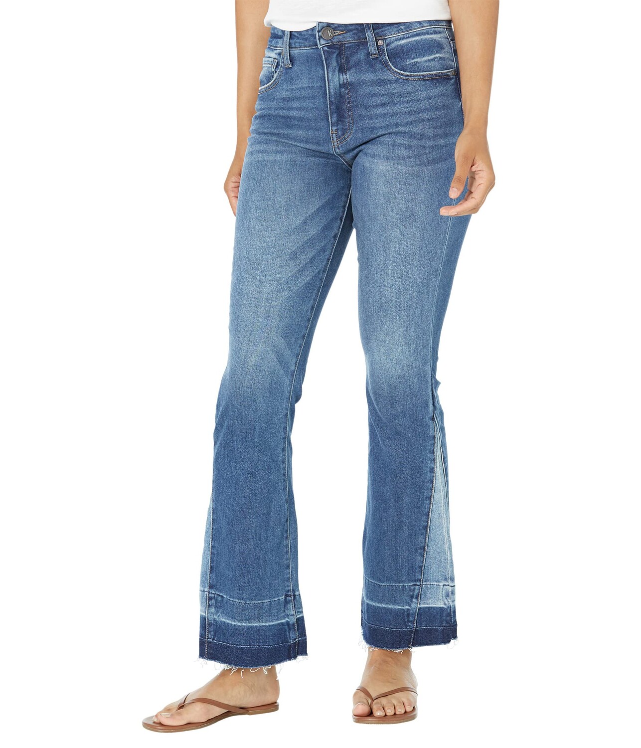 

Джинсы KUT from the Kloth, Ana High-Rise-Fab AB-Flare w/ Released Hem in Revive