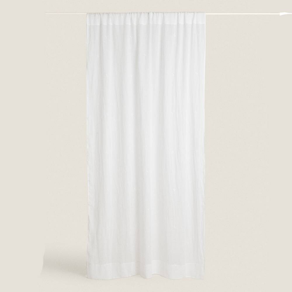 

Льняная штора с цветочной вышивкой Zara Home, белый