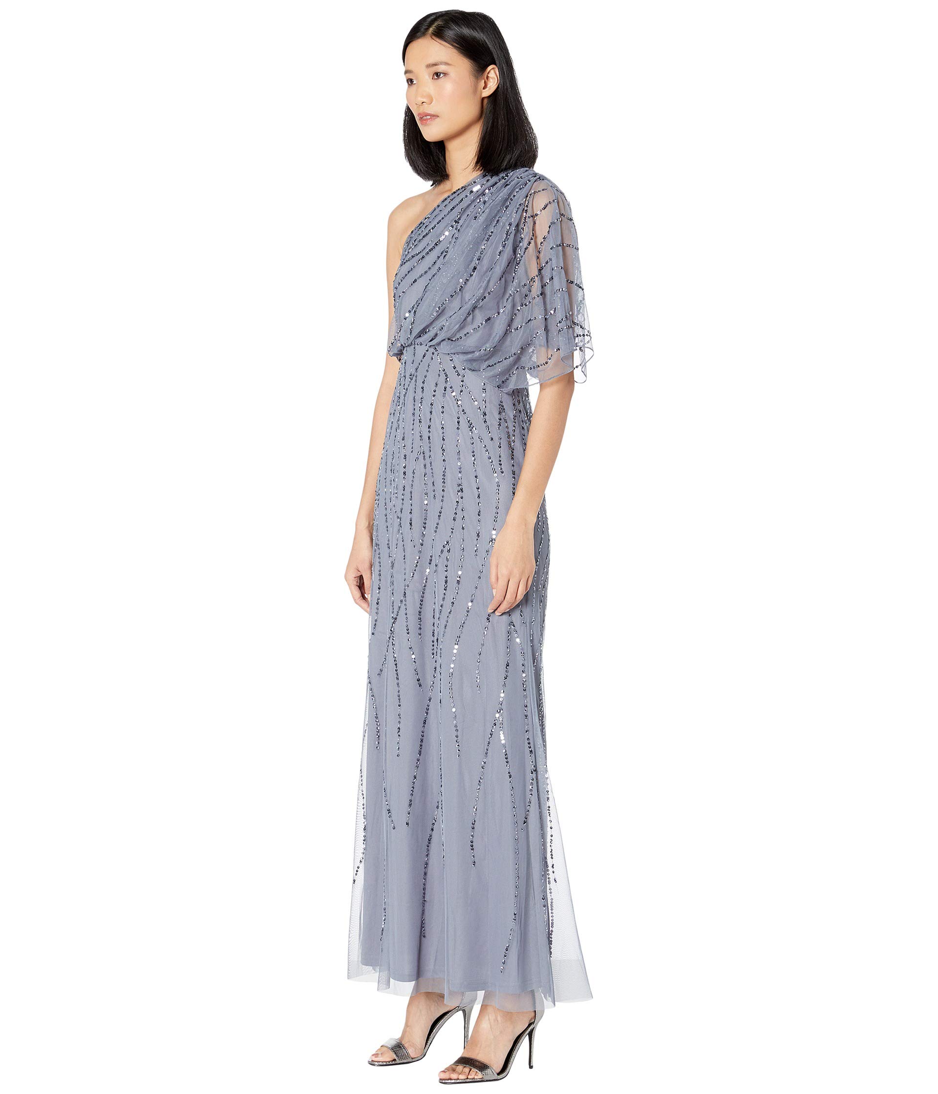 Adrianna Papell Beaded One Shoulder Blouson Dress