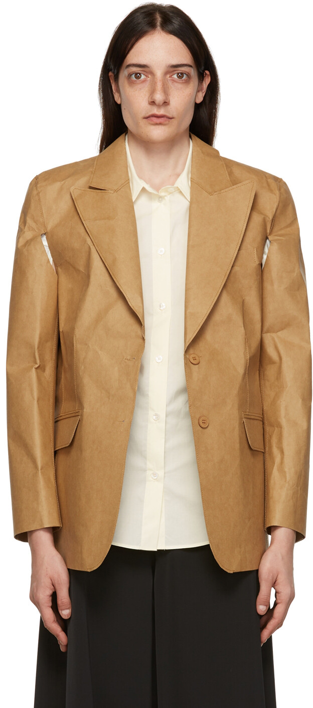 

Светло-коричневый бумажный блейзер Jacron MM6 Maison Margiela