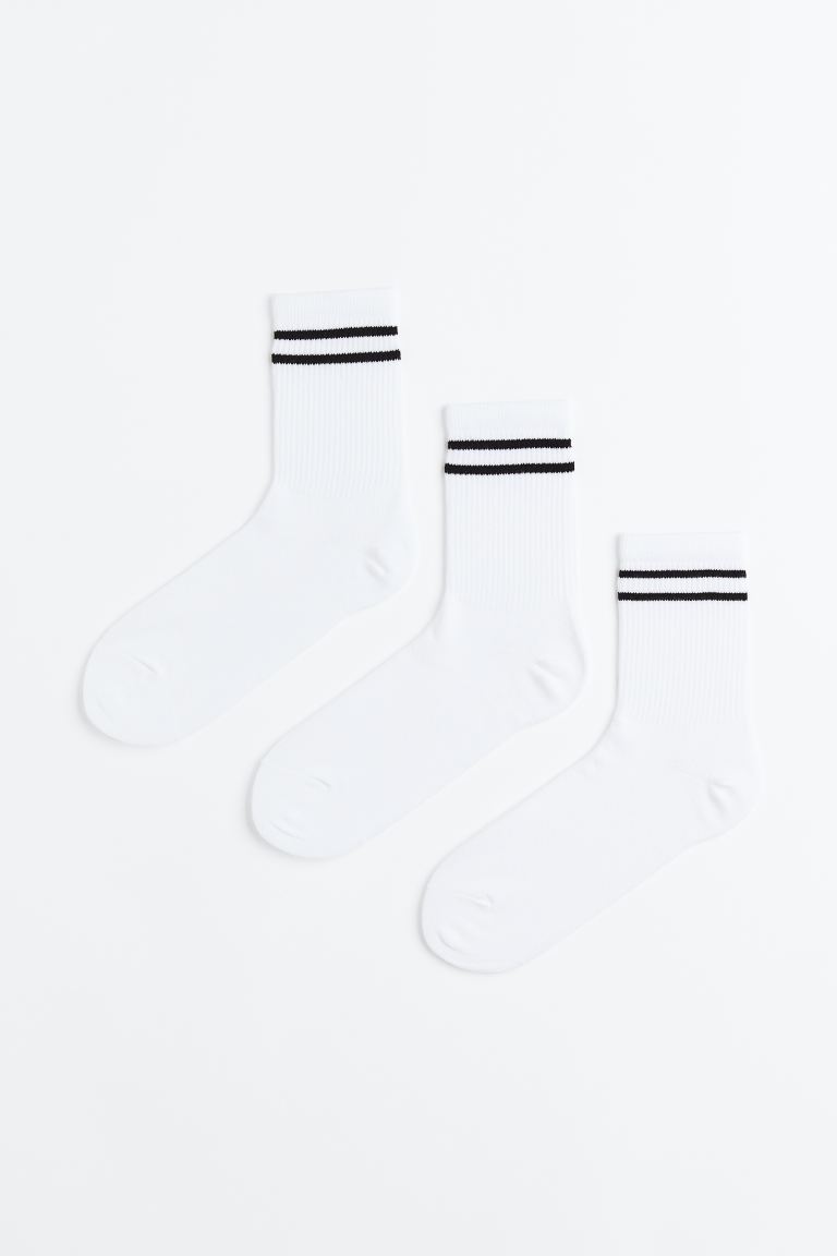 Спортивные носки DryMove H&M, белый/полосатый