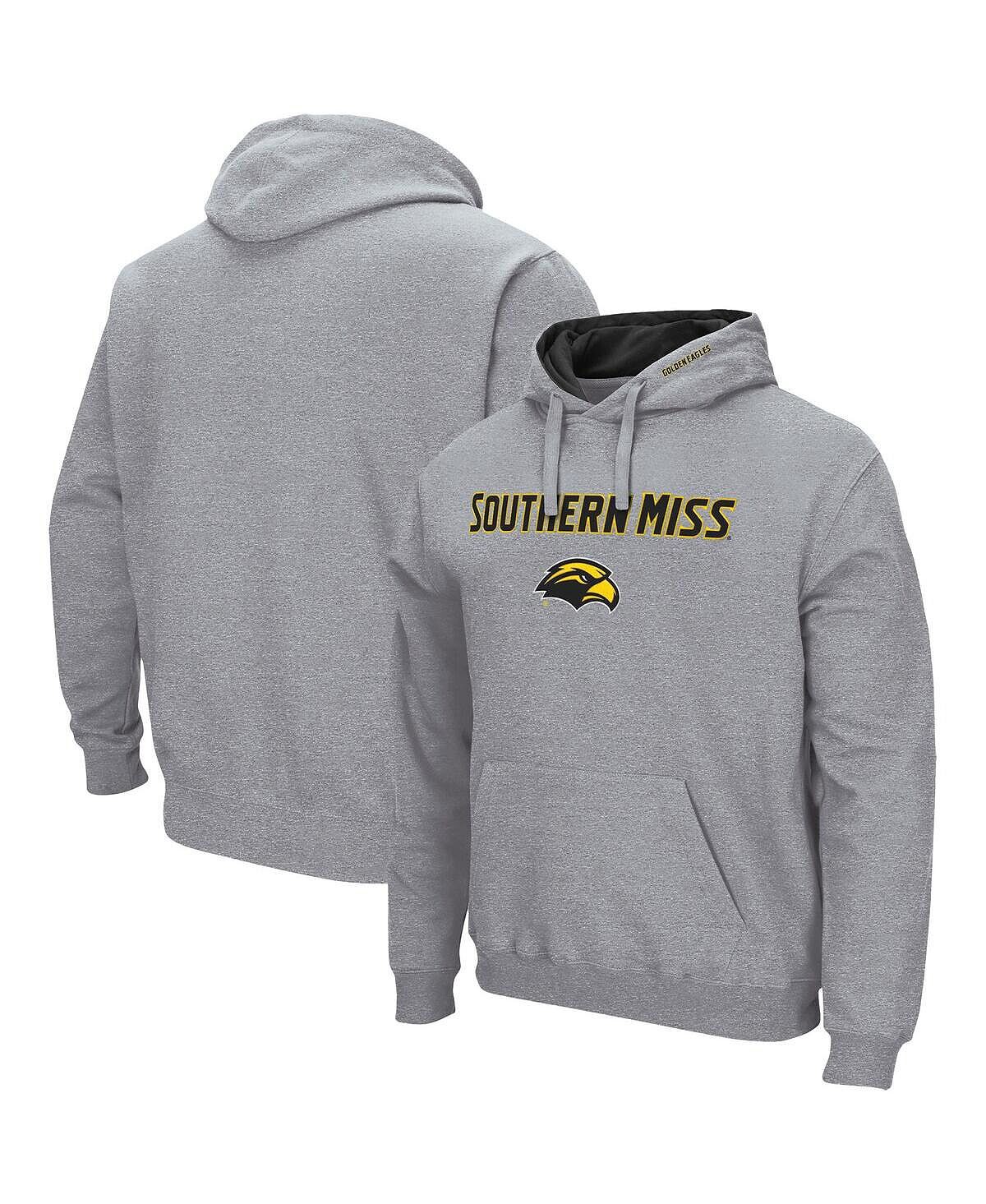

Мужской пуловер с капюшоном с капюшоном и логотипом southern miss golden eagles в меланжевом сером цвете Colosseum, мульти, Серый