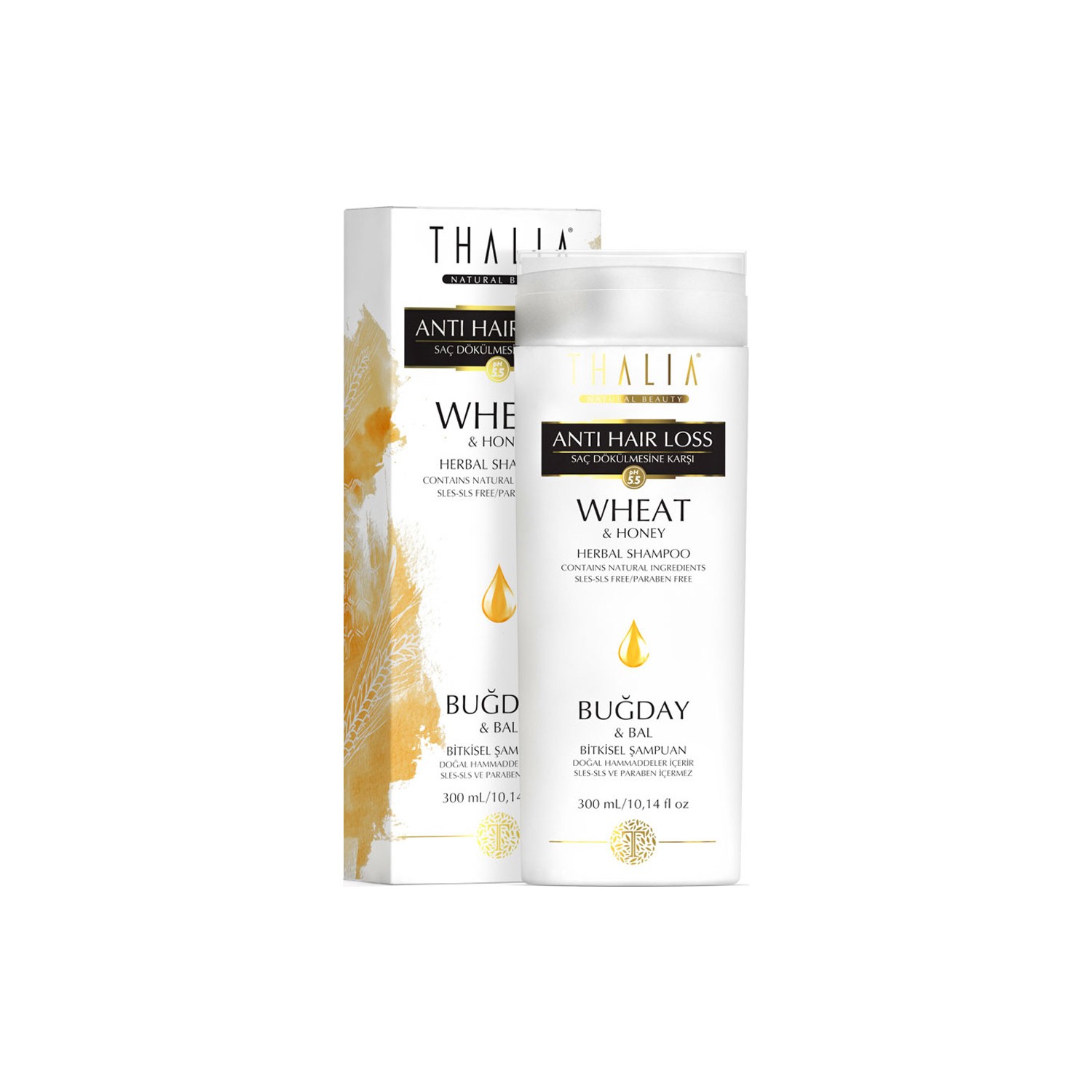 Шампунь против выпадения волос Thalia с экстрактом пшеницы и меда, 300 мл