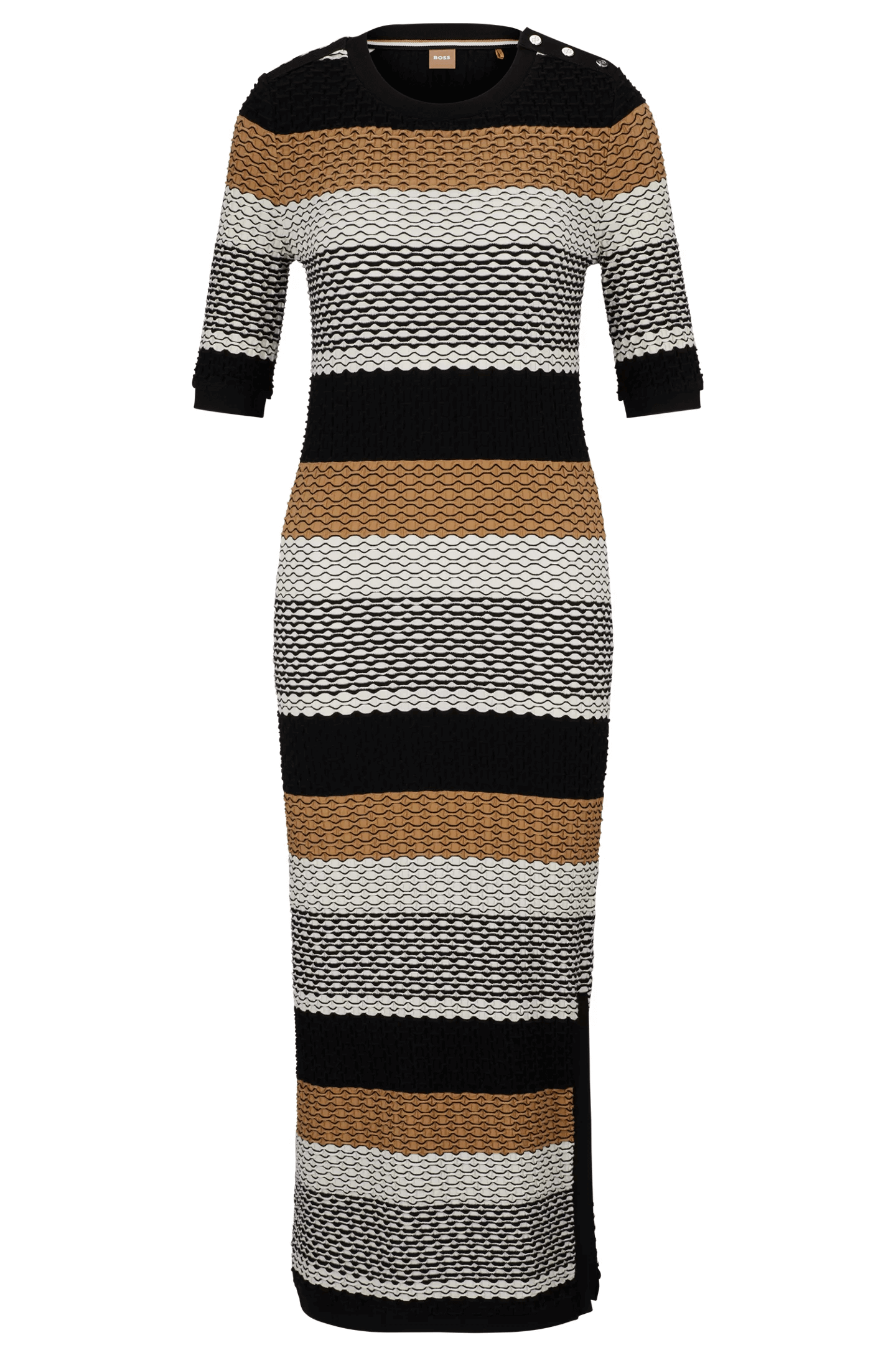 Платье BOSS Structured-stripe In Stretch-cotton Jersey, мультиколор