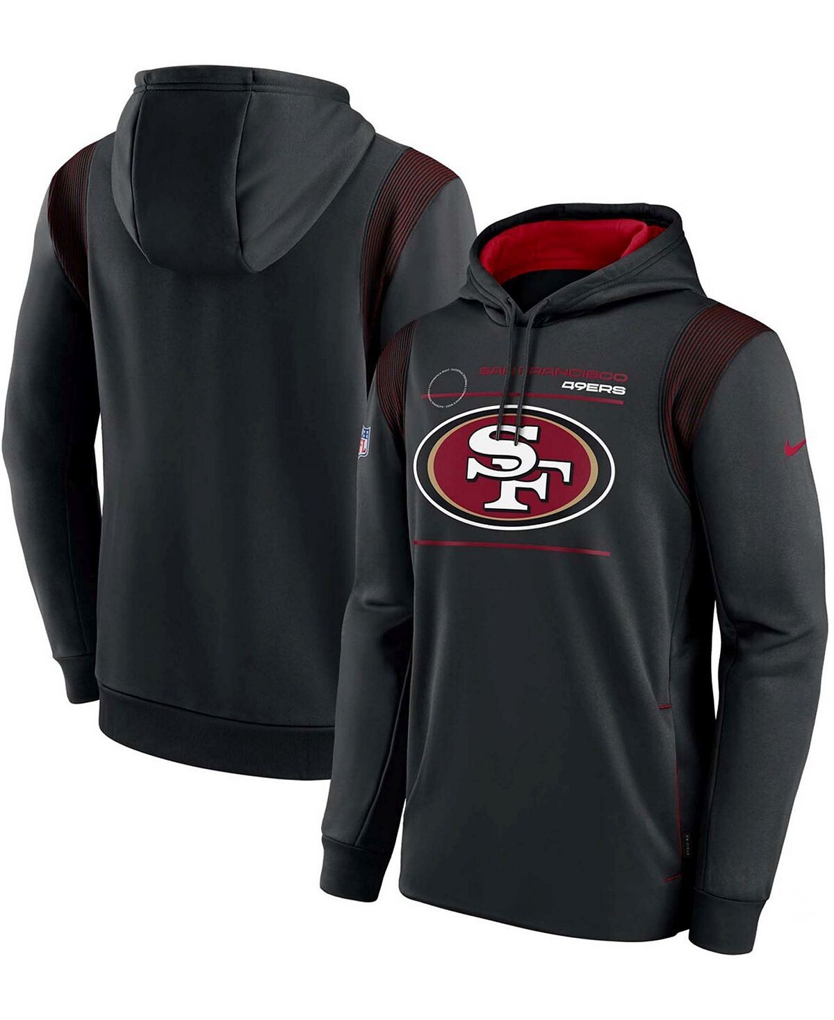 

Мужская черная толстовка с капюшоном san francisco 49ers sideline logo performance pullover Nike, черный