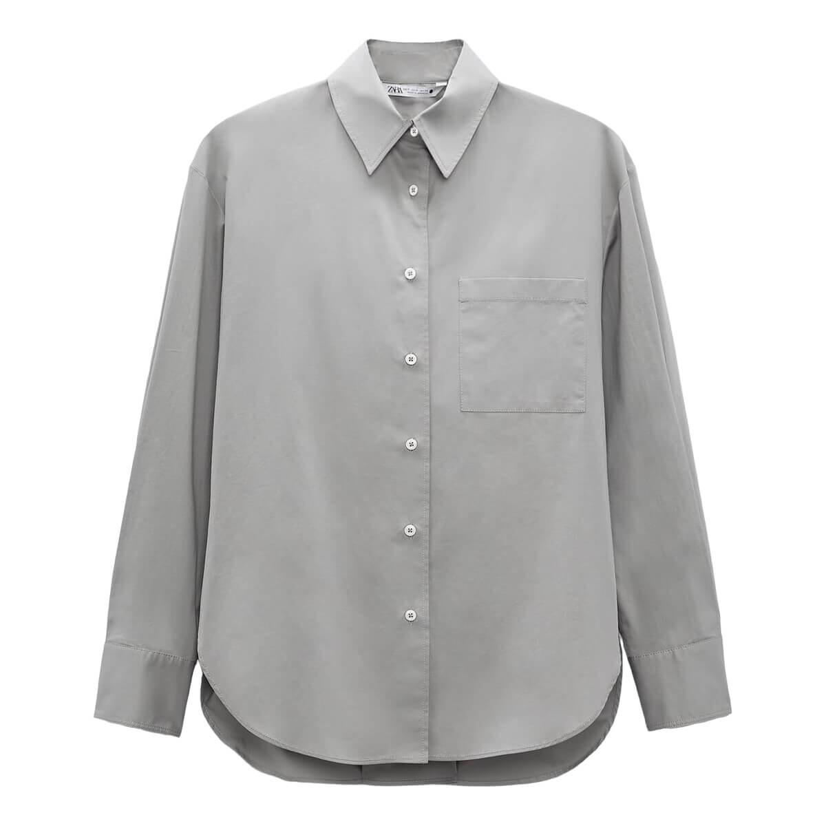 

Рубашка Zara Oversized Poplin, серый