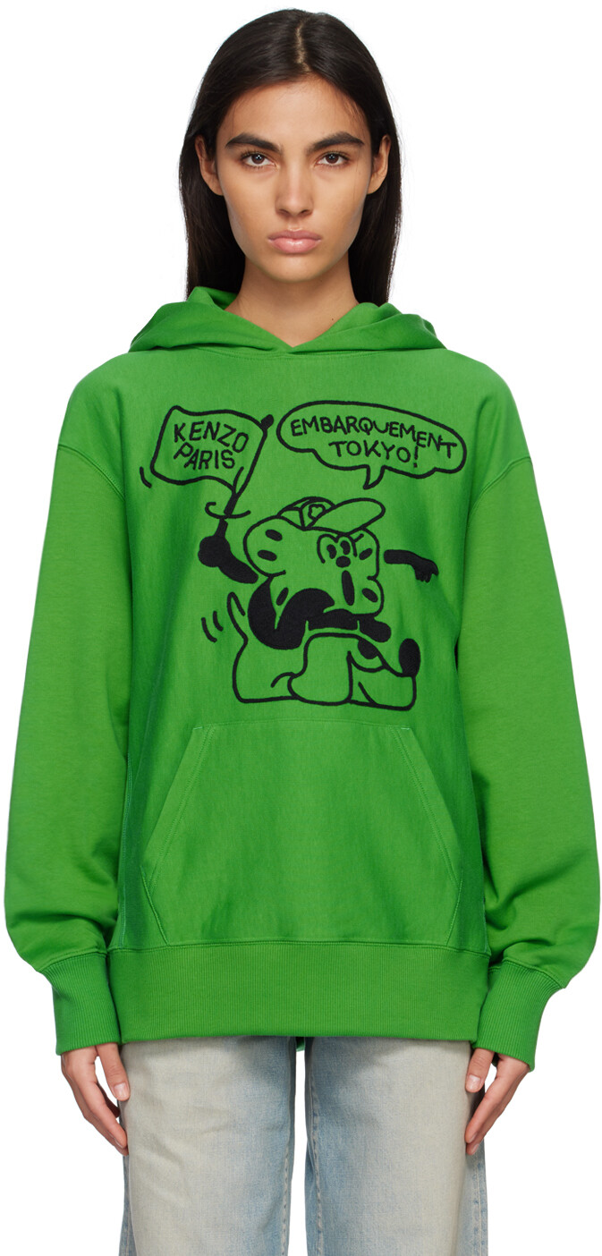 

Зеленая худи для мальчиков Kenzo Paris Boke Travels, Зеленый