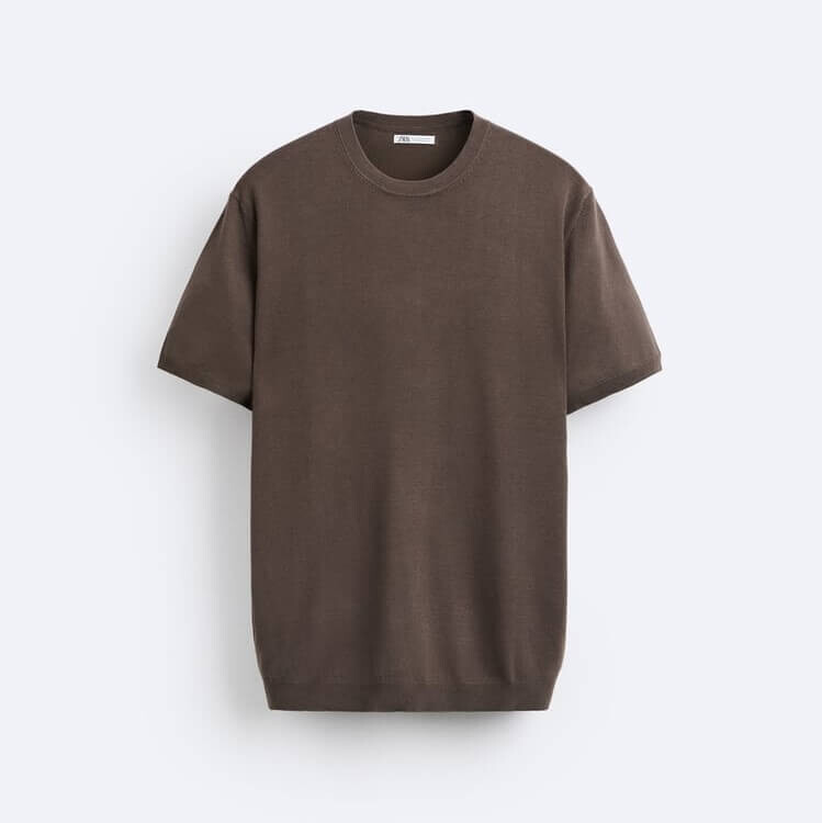 

Футболка Zara Knit, темно-коричневый
