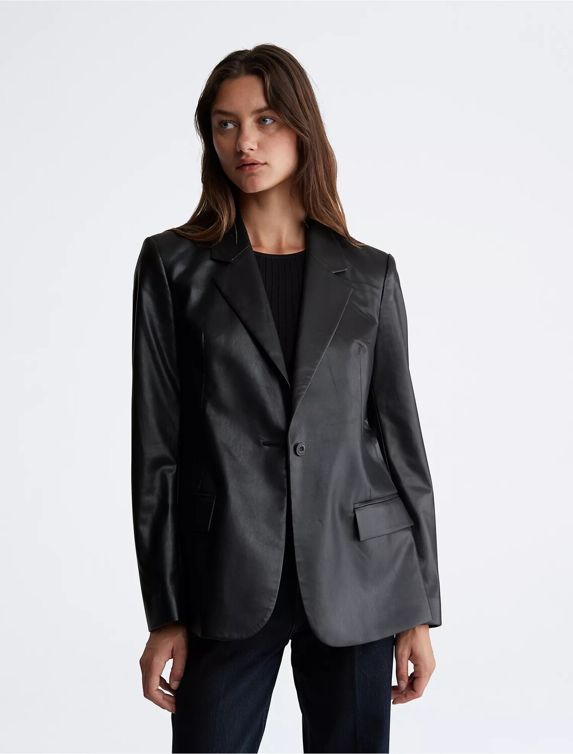 

Пиджак Calvin Klein Faux Leather, черный