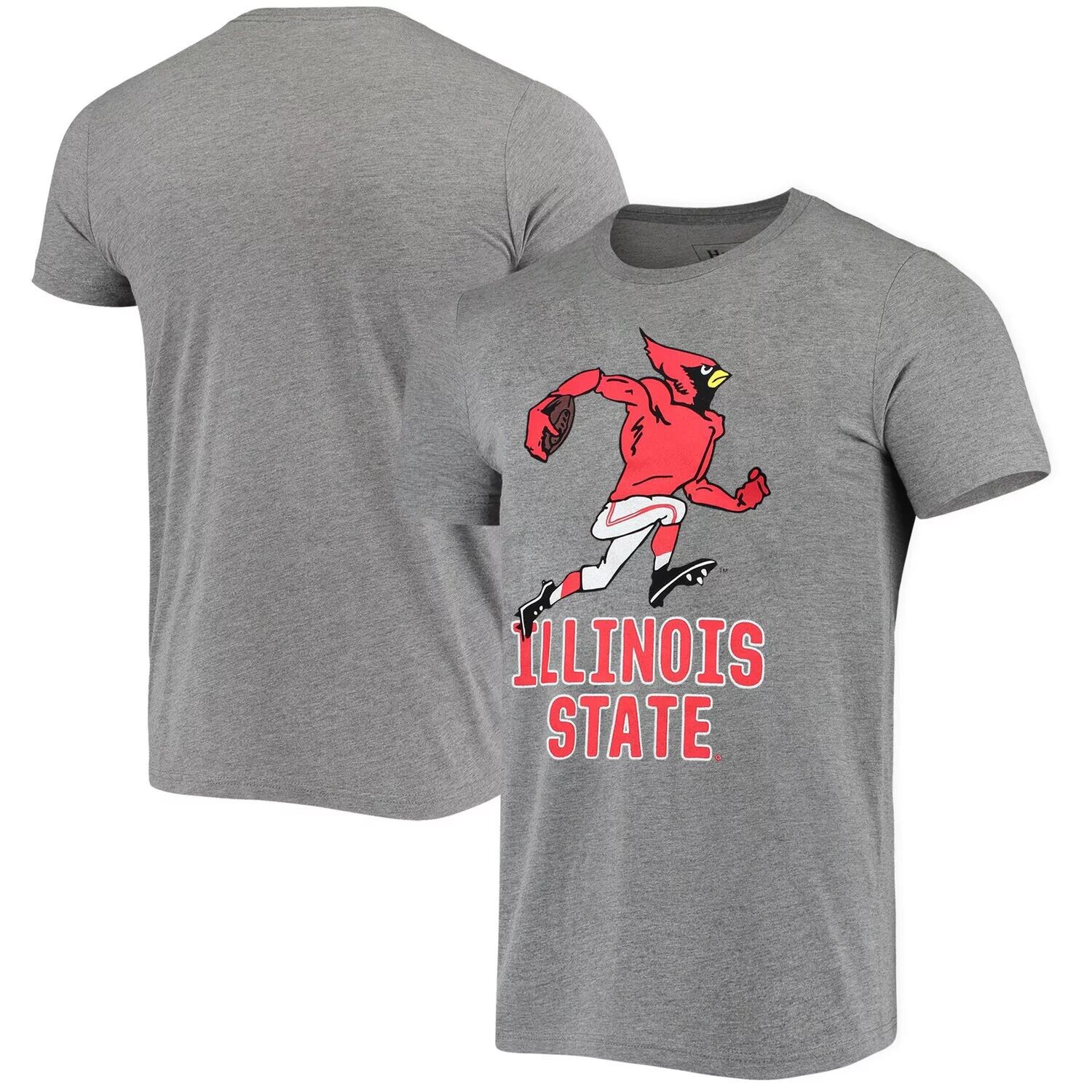 

Мужская футболка Homefield Heathered Grey Illinois State Redbirds Vintage Reggie Football Tri-Blend