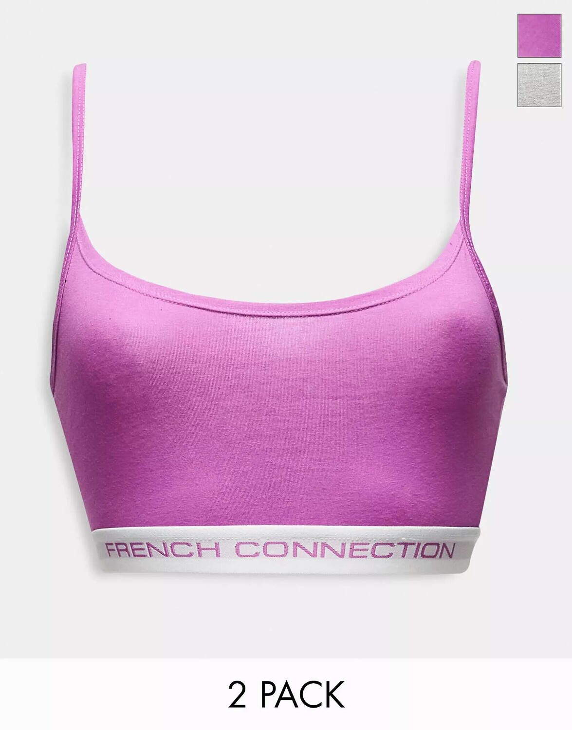 

Пара бюстгальтеров с ремешками French Connection из 2 розово-фиолетовых и серо-меловых цветов
