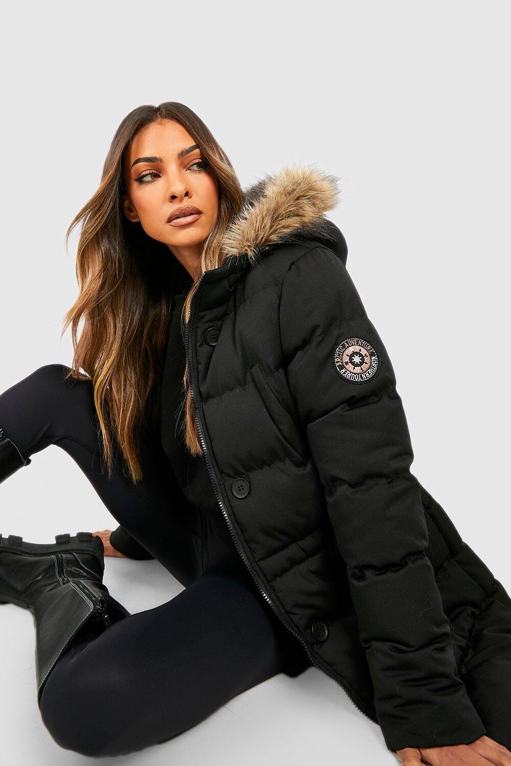 

Роскошное альпинистское пальто-парка boohoo, черный