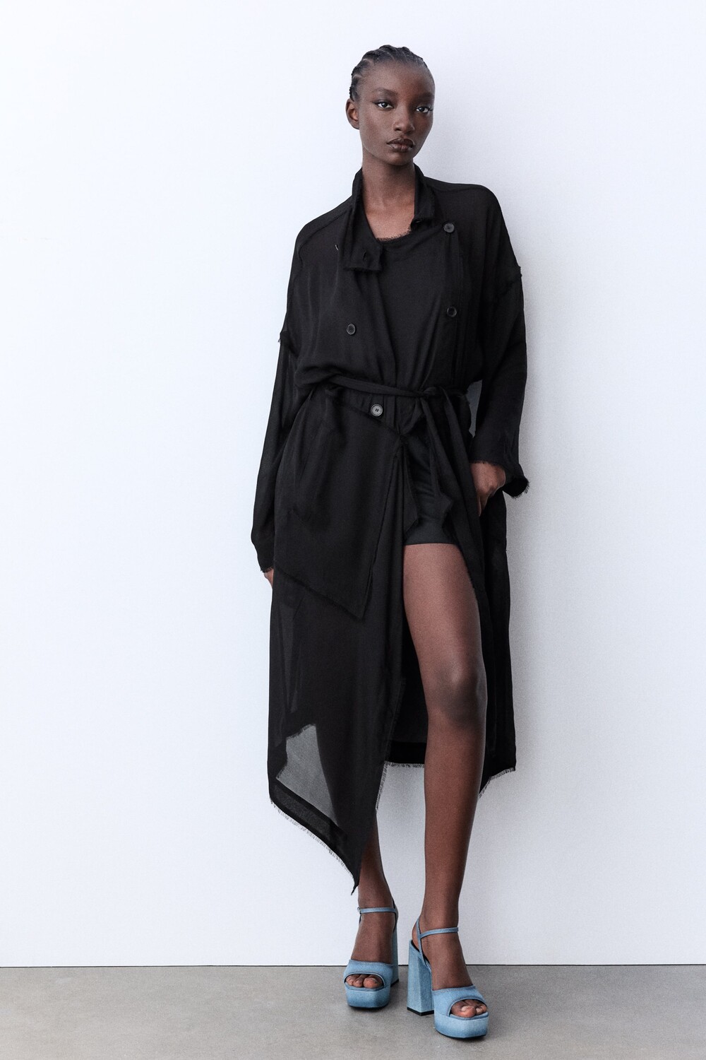 

Джинсовые сандалии на платформе Zara, синий деним