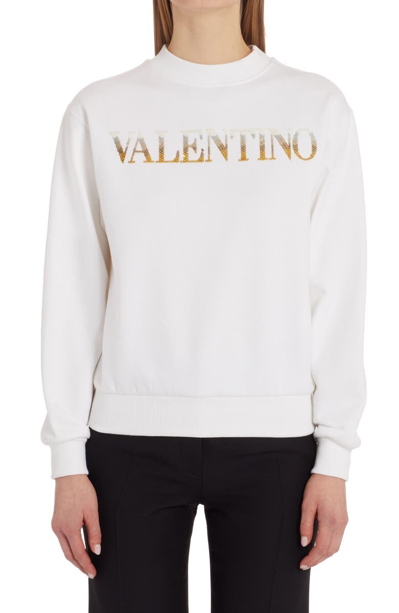 

Толстовка с логотипом и пайетками из смесового хлопка VALENTINO GARAVANI