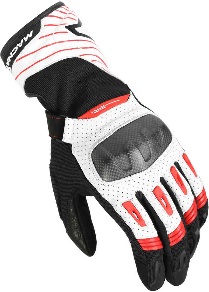 Перфорированные мотоциклетные перчатки Tempo Macna, черный/белый/красный