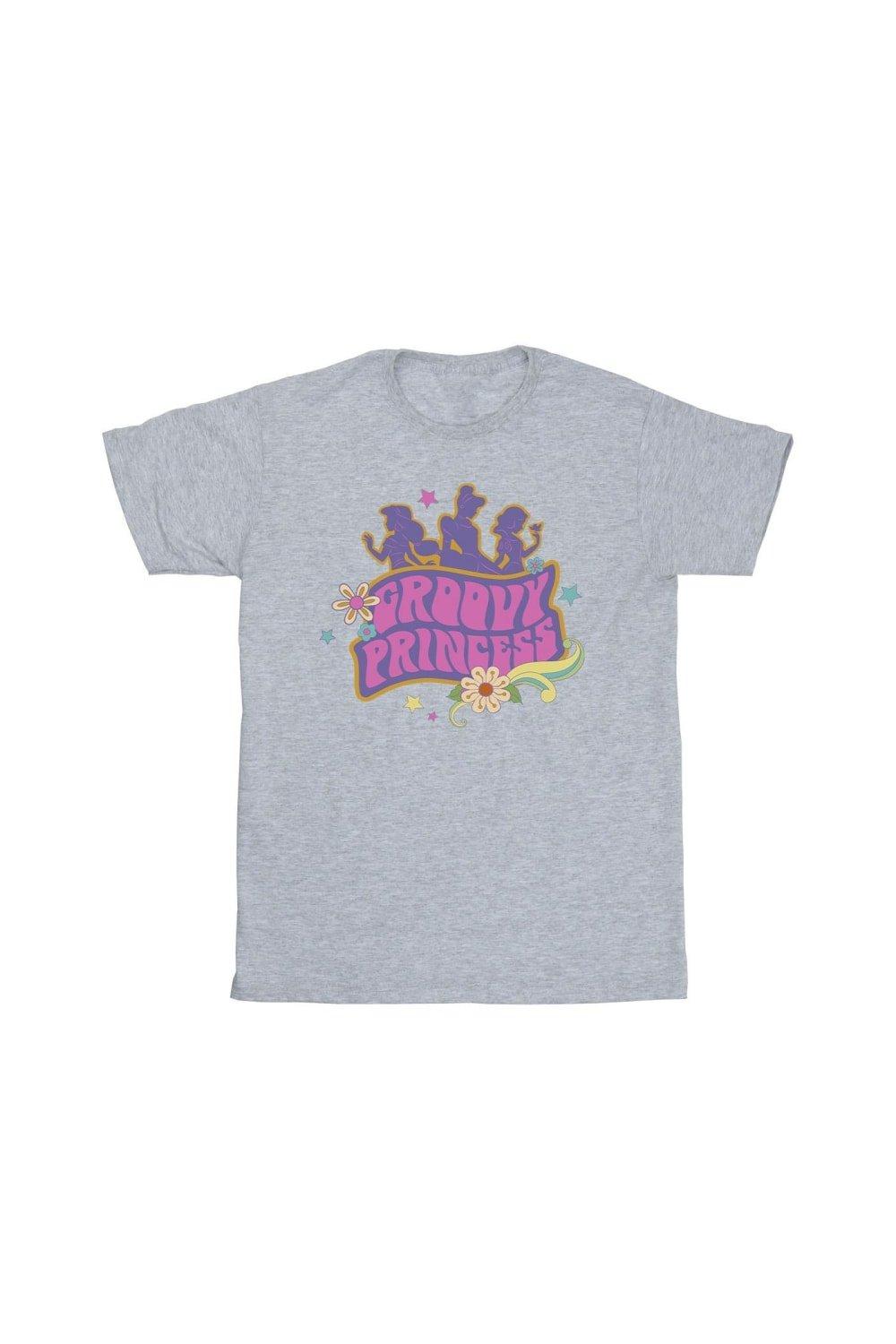 Хлопковая футболка Princesses Groovy Princess Disney, серый