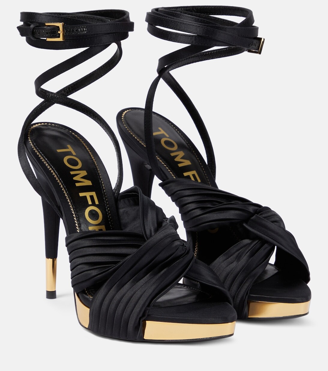 

Атласные босоножки на платформе Tom Ford, черный