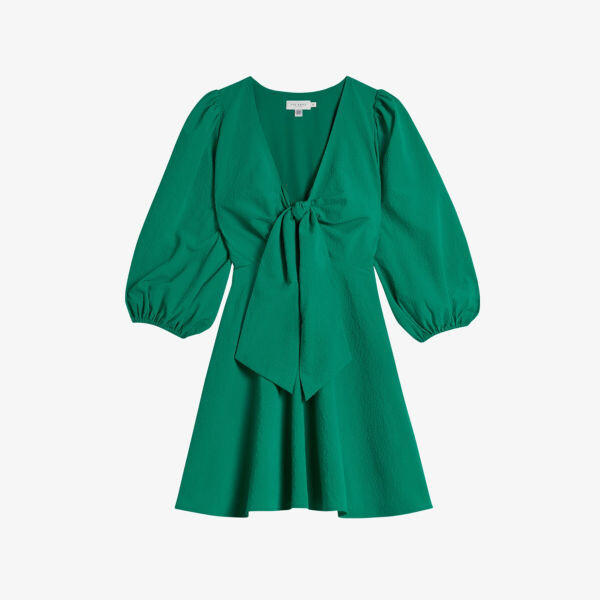 

Тканое платье мини Jozelyn с пышными рукавами Ted Baker, зеленый