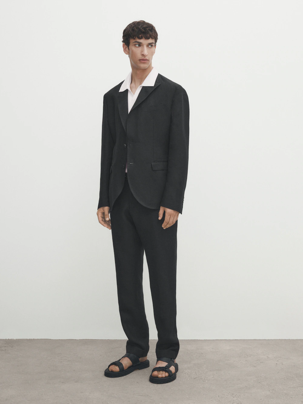 

Свитер поло из микротрикотажа с вертикальной текстурой Massimo Dutti, белый