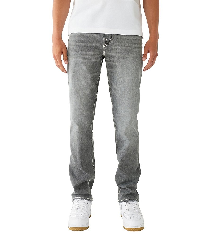 цена Комфортные эластичные джинсы прямого кроя True Religion Ricky Big T стандартного кроя, серый