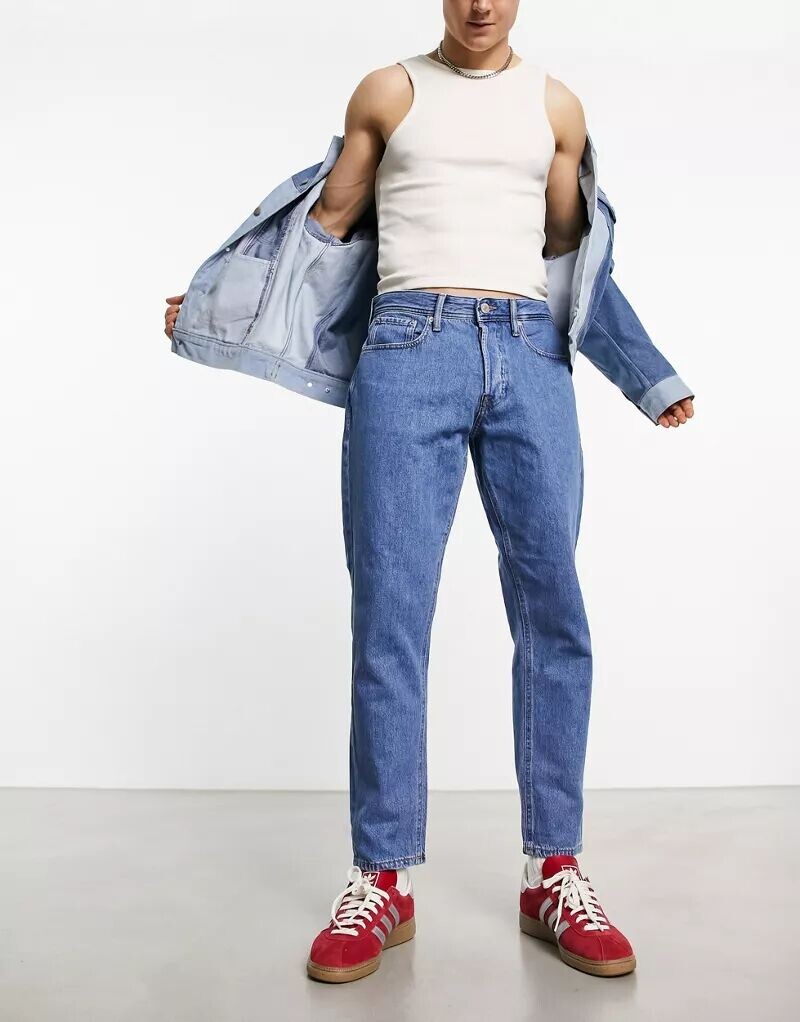 

Jack & Jones Intelligence – Frank – свободные, укороченные, неэластичные джинсы голубого цвета
