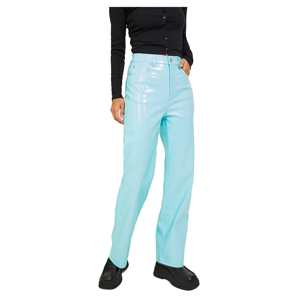 

Брюки Jack & Jones Kenya Straight Faux Leat High Waist, синий