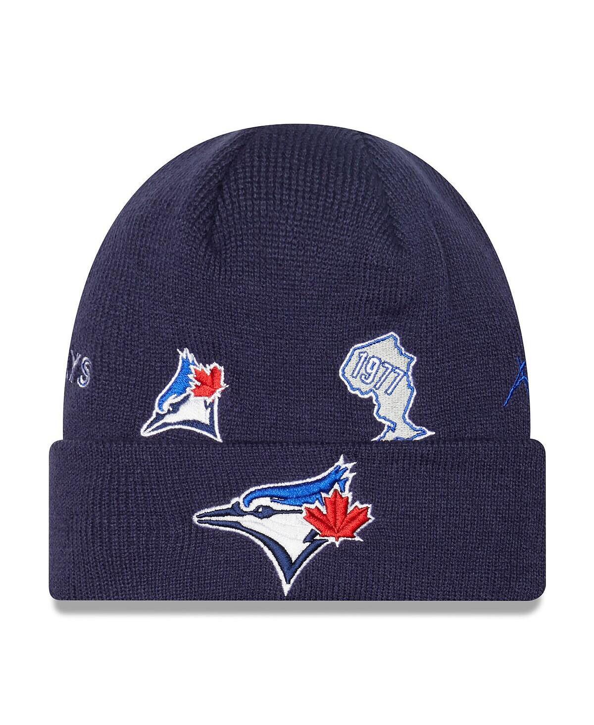 

Мужская темно-синяя вязаная шапка с манжетами Toronto Blue Jays Identity New Era