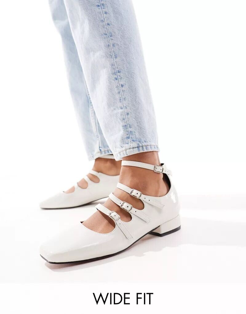 

Белые балетки широкого кроя ASOS Wide Fit Liberty Mary Jane