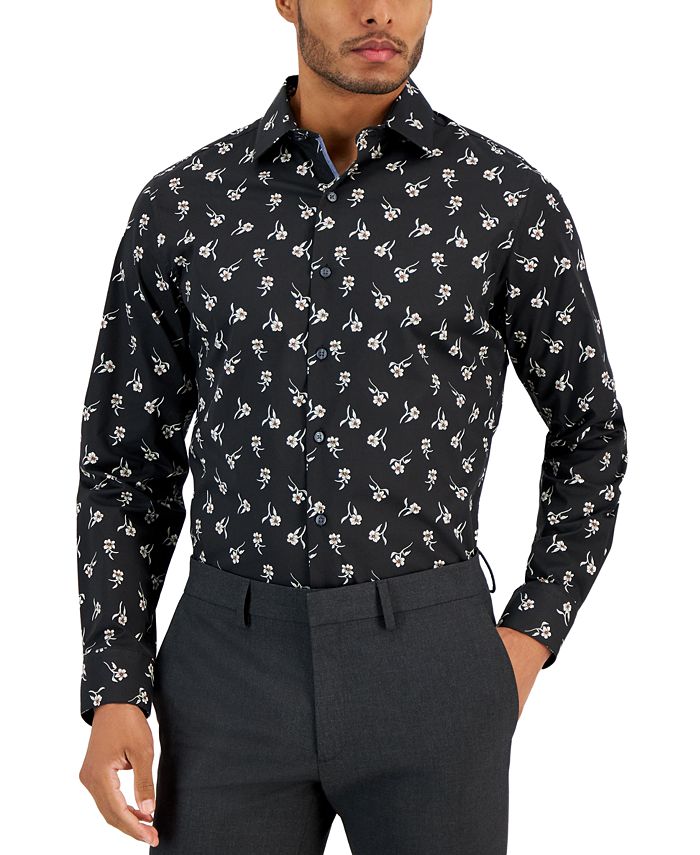 Мужская классическая рубашка узкого кроя Liria с цветочным принтом Bar III, мультиколор