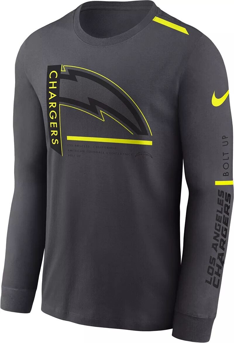 

Мужская футболка Nike Los Angeles Chargers 2023 Volt Dri-FIT антрацитового цвета с длинным рукавом