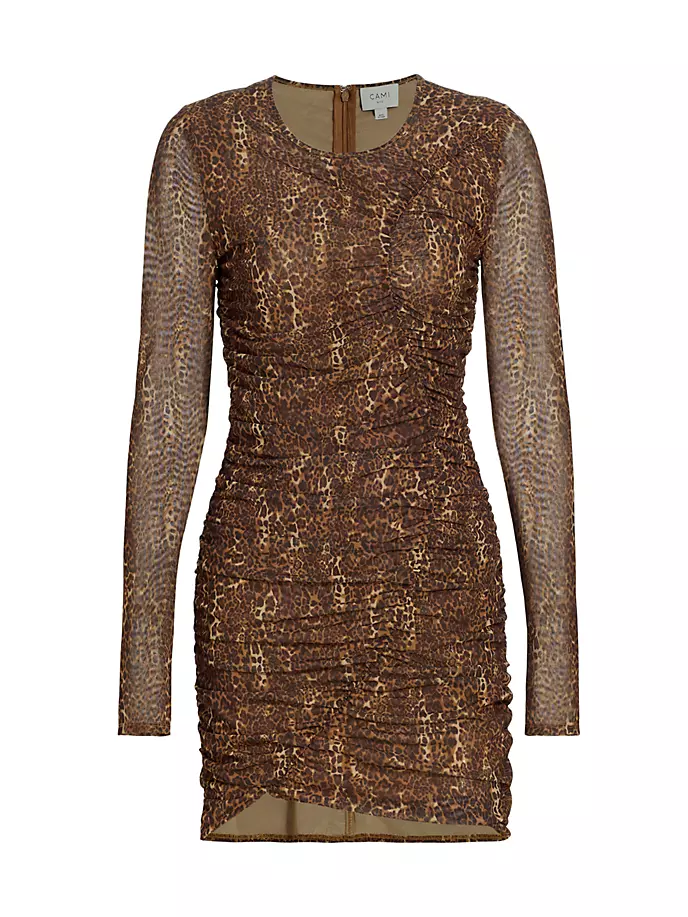 

Мини-платье Magdalena со сборками и леопардовым принтом Cami Nyc, цвет animal print, Коричневый