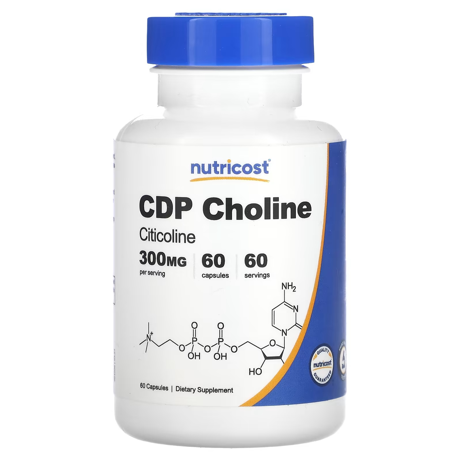 Холин Цитиколин Nutricost CDP 300 мг, 60 капсул