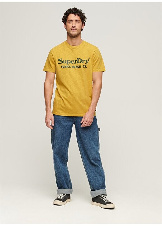 

Желтая мужская футболка с круглым вырезом с принтом M1011893A2AX_VENUE CLASSIC LOGO TS Superdry