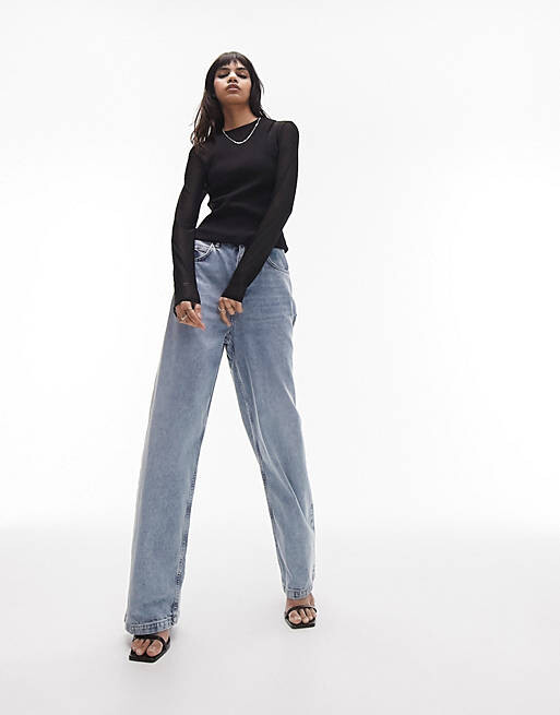 

Черный топ с длинными рукавами Topshop