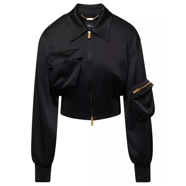 

Куртка cropped jacket with macro patch pockets in s Blumarine, черный