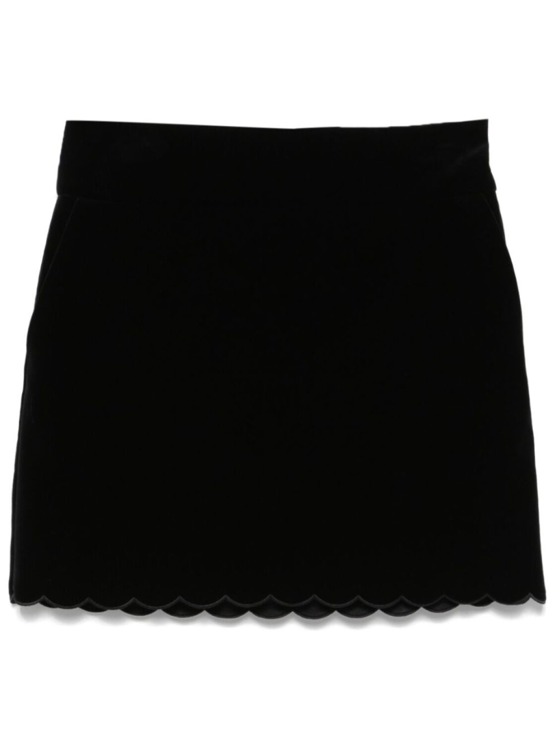 

Бархатная юбка мини с фестонами Chloé, черный