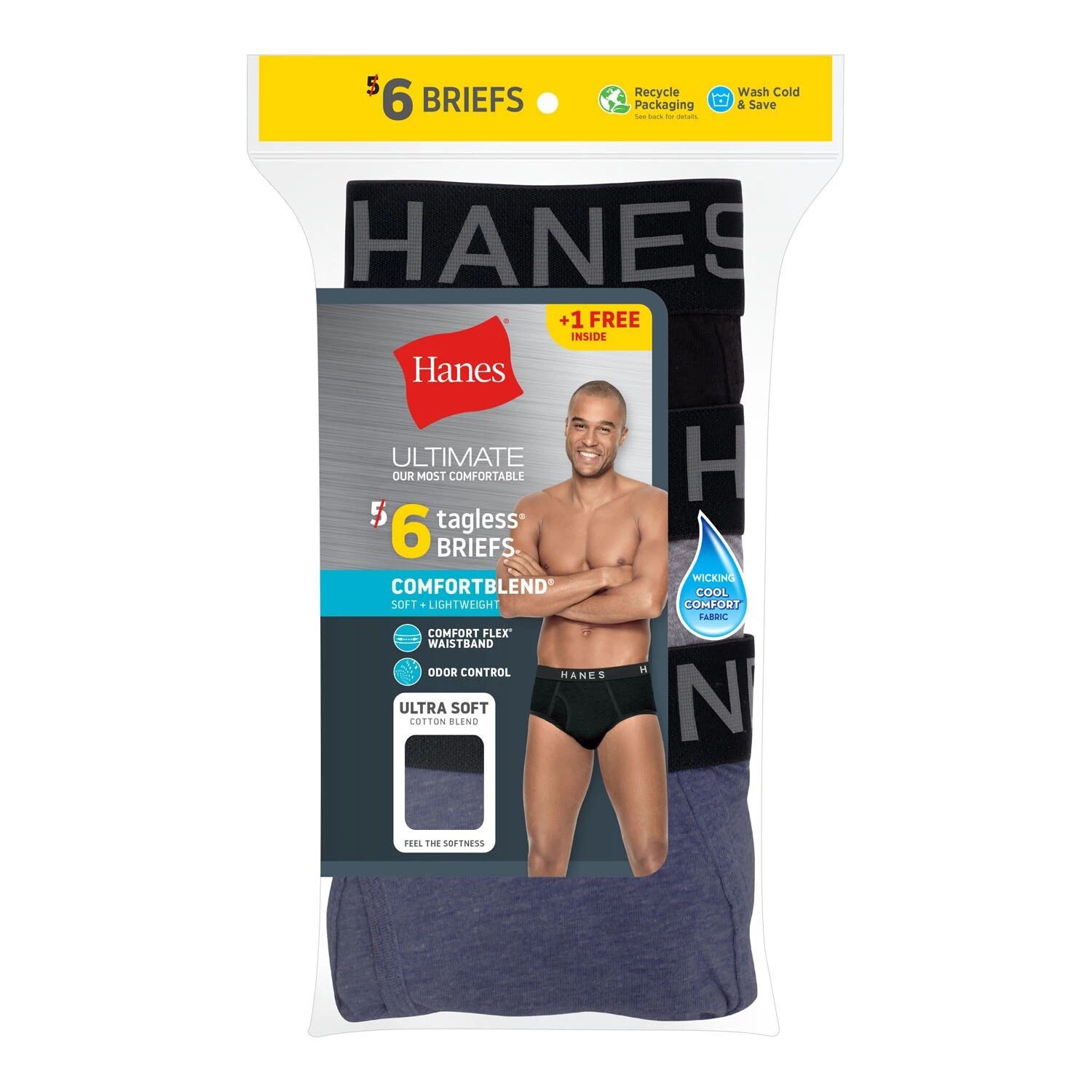

Мужские трусы Hanes 5+1 Bonus Pack ComfortBlend Fresh IQ