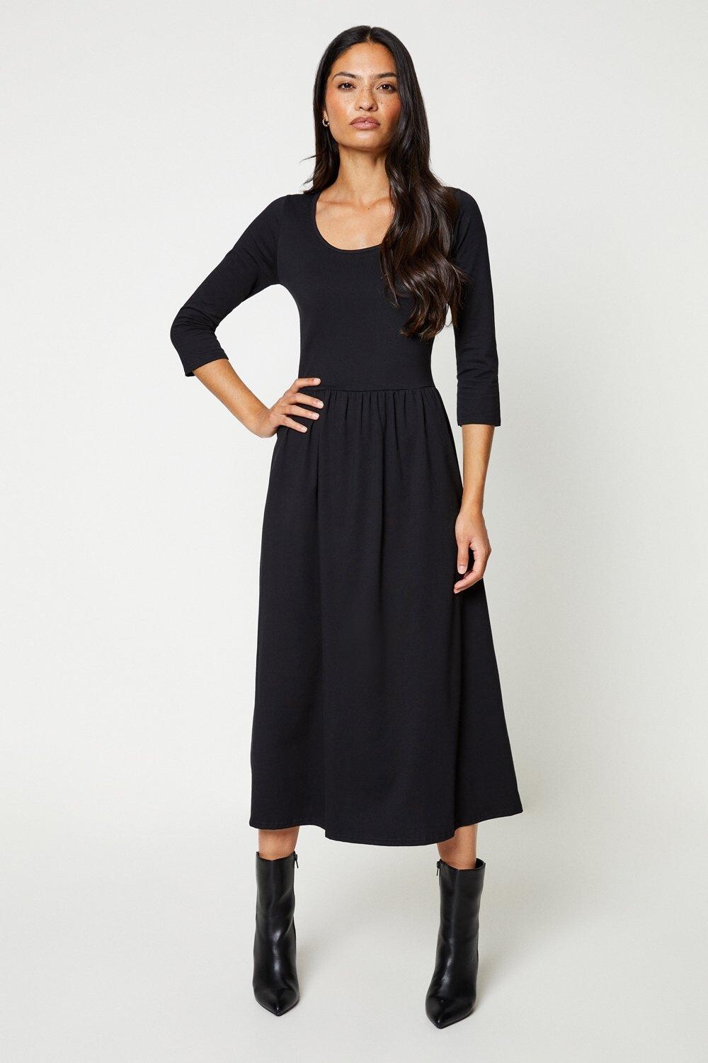

Платье миди с овальным вырезом и рукавами 3/4 Dorothy Perkins, черный