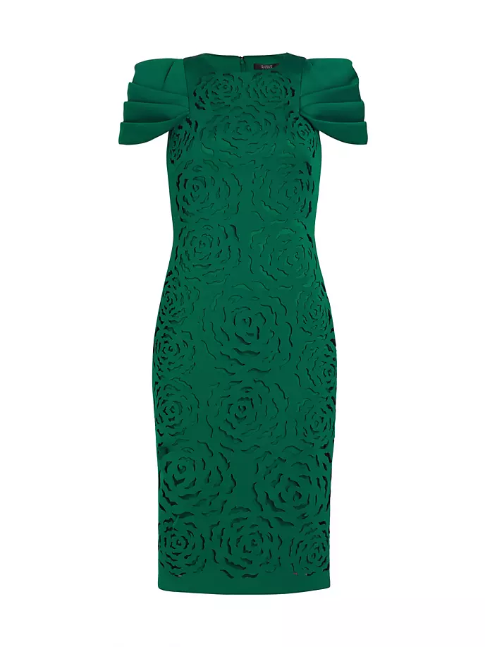 

Платье миди с лазерной резкой Badgley Mischka, цвет emerald