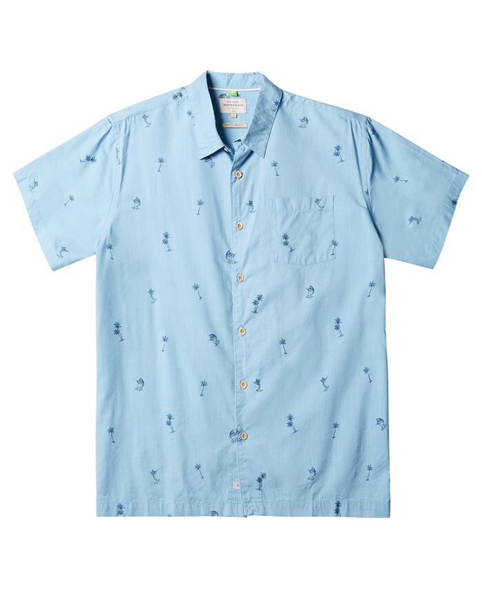 

Мужская рубашка Quiksilver с короткими рукавами и парусиновой пальмой Quiksilver Waterman, синий