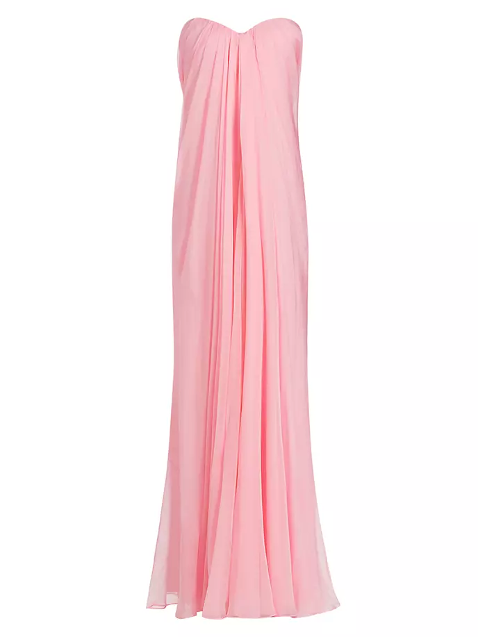 

Шелковое платье-бюстье макси Alexander Mcqueen, цвет pale pink