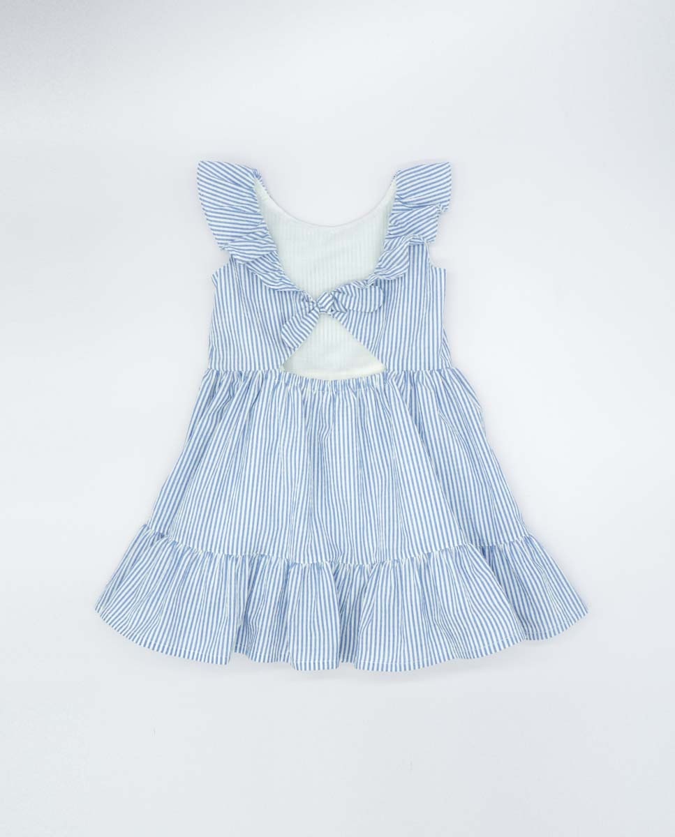 Хлопковое платье в полоску с рюшами для девочки Fina Ejerique, темно-синий baon платье с бантом на спине xxl бежевый