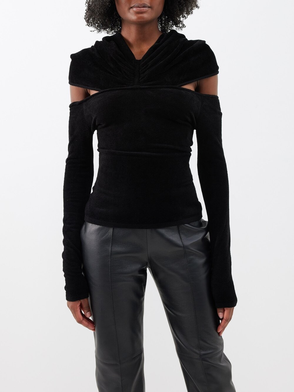 

Бархатный топ с капюшоном и длинными рукавами Alexandre Vauthier, черный